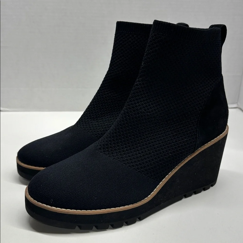 Eileen Fisher Wedges Ankle Boots London Recycled Stretch Knit Black New Size 10